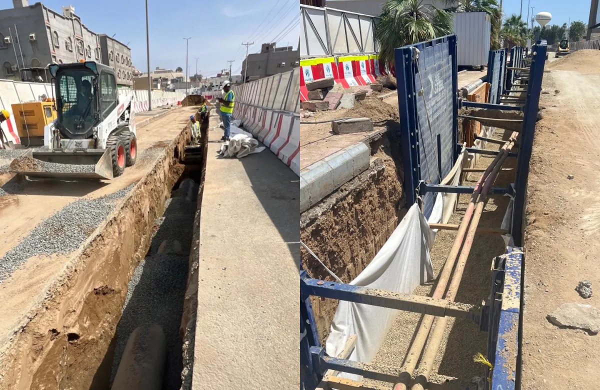 تنفيذ الخطوط البديلة لتصريف مياه الامطار